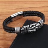 Xituodai Punk Style Ancient Architecture Totem Elegant Small Adorn Article Genuine Leather Bracelet Double Layer Hand Jewelry Gift