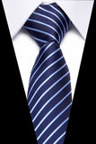 Xituodai Male Dark Blue Striped  Luxury Tie Silk Bussiness For Man Formal Wedding Party