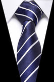 Xituodai Male Dark Blue Striped  Luxury Tie Silk Bussiness For Man Formal Wedding Party