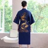 Xituodai Men Embroidery Dragon Robe Traditional Kimono Bathrobe Gown Male Sleepwear Loose Nightwear Intimate Lingerie