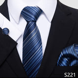 Xituodai Jacquard Newest Silk Festive Present Solid Black Tie Handkerchief Cufflink Set Necktie Men Gravatas Shirt Accessories Wedding