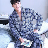 Xituodai Warm Sleepwear Plus Size 3XL Winter Thick Nightgown Chinese Men Casual Flannel Dragon Crane Robe Casual Loose Kimono Bathrobe