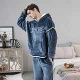 Xituodai 2022 New Hooded Flannel Men's Pajama Pants 2 Pieces/Set Winter Thick Warm Sleepwear For Couples Casual Loose Home Costumes Set