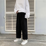 Xituodai Men Casual Pants Plus Size 3XL Solid Corduroy Straight Trousers Male Loose Ins Chic Elastic Waist Trendy Korean Style Streetwear