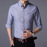 Xituodai Fall New Fashion Brand Designer Shirt Man Dress Shirt Long Sleeve Slim Fit Button Down 100% Cotton Casual Mens Clothing