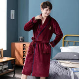 Xituodai Warm Sleepwear Plus Size 3XL Winter Thick Nightgown Chinese Men Casual Flannel Dragon Crane Robe Casual Loose Kimono Bathrobe