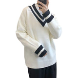 Xituodai 2022 New Man Oversized Sweater Contrast Color Big V-Neck Knitwear Autumn Winter Clothing Jumper Men Casual Knitted Pullovers