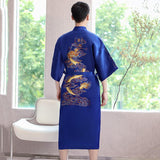 Xituodai Men Embroidery Dragon Robe Traditional Kimono Bathrobe Gown Male Sleepwear Loose Nightwear Intimate Lingerie