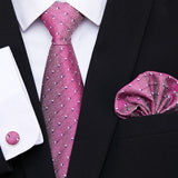 Xituodai Newest design Silk Festive Present Tie Handkerchief Cufflink Set Necktie Man's Plaid Yellow Shirt Accessories