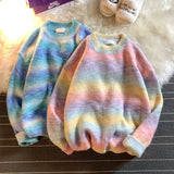 Xituodai Rainbow Striped Sweater Men Clothing Harajuku Fashion Men Sweaters Pullovers Retro Clothes 2XL 2022 New Arrivals