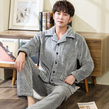 Xituodai Winter Man's Coral Fleece Pajamas 2 Pieces Lounge Sleepwear for Men Pijama Bedgown 2019 Home Clothes PJ Grey Warm Thicken Pajama