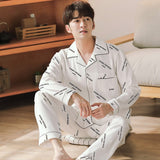 Xituodai Men's Letter Cotton Pyjamas Homme 2 Pieces Lounge Sleepwear Pijama Autumn Bedgown Home Clothes Man PJs Pure Cotton Pajamas Set