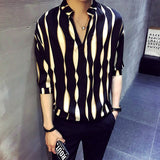 Xituodai 2022 New Arrival Sale Men Shirt Top Fashion Cotton Mens Asual Shirts Striped Brand Clothing Summer Male Loose Stripe V-neck