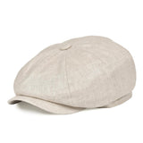 Herringbone Linen Newsboy Cap Men Summer Women Bakerboy Caps Breathable Flat Hat Apple Beret Hats