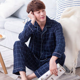 Xituodai 2022 Summer Casual Striped Cotton Pajama Sets for Men Short Sleeve Long Pants Sleepwear Pyjama Male Homewear Lounge Wear Clothes