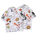 Xituodai 2022 New Arrival Men Shirt Chemise Homme Loose Summer Graffiti Printing White Cardigan Lapel Short Sleeve Cotton Casual Shirts