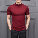 Xituodai 2022 Brand New Autumn Men's Sweater Pure Color Semi-high Collar Knitting for Male Half-sleeved Sweaters Tops