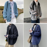 Xituodai trendy mens fashion mens summer outfits dope outfits mens street style mens spring fashion aesthetic outfits Sweater Cardigan Men  Autumn Casual Wild V-neck Sweater Coats Loose Streetwear Single-breasted Tops Chaqueta De Los Hombres