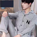 Xituodai 2022 Summer Casual Striped Cotton Pajama Sets for Men Short Sleeve Long Pants Sleepwear Pyjama Male Homewear Lounge Wear Clothes