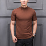 Xituodai 2022 Brand New Autumn Men's Sweater Pure Color Semi-high Collar Knitting for Male Half-sleeved Sweaters Tops