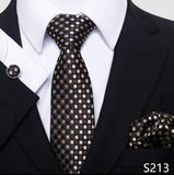 Xituodai Newest Style Holiday Present 100% Silk Tie Pocket Squares Cufflink Set Necktie Men Dark Blue Wedding Accessories Office Cravat