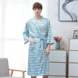 Xituodai Men Satin Robe Lovers Sleepwear Nightgown Print Kimono Bathrobe Gown Home Clothing Casual Homewear Nightwear Big Size 3XL
