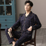 Xituodai Autumn 100% Cotton Pijama Hombre Lounge Sleepwear Pyjama Femme Plaid Spring Bedgown Home Clothes Man PJs Pure Cotton Pajamas Set