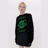 Xituodai Valentine's Day trendy mens fashion EStreet Sweater Women Earth Letter Harajuku Kniting Tops Loose Warm Pullover  Autumn Winter Japanese Girl Pullover Sweater