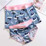 Xituodai Couples Panties Cute Cartoon Men Underwears Women Underpants Sexy Lovers Panty Middle Waist Soft Modal Boxers Plus Size Briefs