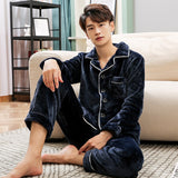 Xituodai Winter Coral Fleece Pajamas for Men Dormir Lounge Sleepwear PJs Man's Bedroom Home Clothes Pijamas Thicken Bedgown Warm Pyjamas