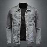 Xituodai Fashion Denim Jacket Men Cotton Turn Down Collar Casual Mens Denim Coat Slim Fit Motocycle Jean Outerwear Single Breasted Jacket