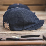 Maden Oversized Men's Denim Newsboy Caps For Men Casual Vintage Flat Cap Vintage Hat Elastic Back One Size Retro Beret Hats