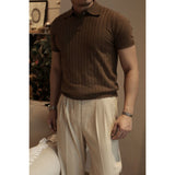 Xituodai Knitted Polo Short Sleeve T-shirt Office  Business Knit Shirt American Retro Men's Khaki T Shirt Tops Streetwear Summer Top