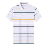 Xituodai Top Grade New Summer Brand Mens Striped Turn Down Collar Polo Shirts With Short Sleeve Casual Tops Fashions Men's Clothing