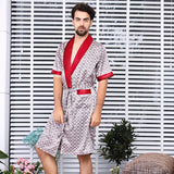 Xituodai Sexy Sleepwear Men Pijamas Short-sleeved Sleep Wear Men Pajamas Sets Silk Bathrobe Shorts Robe Sets Sleep Tops Mens Lounge Wear