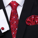 Xituodai Newest design Silk Festive Present Tie Handkerchief Cufflink Set Necktie Man's Plaid Yellow Shirt Accessories