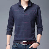 Xituodai 2022 New Fashion Designer Brand Turn Down Collar Man Polo Shirt Men Casual Plaid Spandex Long Sleeve Tops Fall Men Clothing