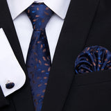 Xituodai Newest design Silk Festive Present Tie Handkerchief Cufflink Set Necktie Man's Plaid Yellow Shirt Accessories