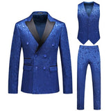 Xituodai 6XL(Jacket+Vest+Pants)New Men's Suit Tuxedo Double Breasted ShawlLapel Hollow Carved Men's Wedding Prom Groom Best Suit 3 Piece