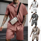 Xituodai Men's Sets New Casual Comfortable Button Short Sleeve Polo Shirt and Shorts Two Piece Set for Men Fashoin Sweatpants Suit