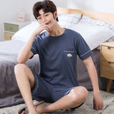 Xituodai Summer Men Pyjamas Short Cotton Cartoon Pajamas Set Casual Striped Sleepwear Pyjamas Nightwear Pijamas  Size 3XL Home Clothiing