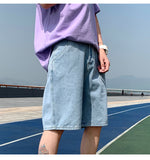 Xituodai Men's Denim Shorts Summer Baggy Wide Leg Short Jeans Korean Fashion Light Blue Casual Straight Hip Hop Streetwear Brand Clothes