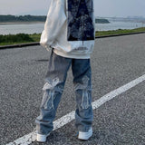 Xituodai Gothic Jeans for Men Goth Denim Trousers Male Denim Pants Men's Jeans Pants Loose Japanese Hip Hop Streetwear Punk Rave