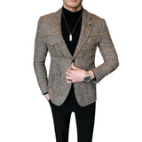 Xituodai Vintage Plaid Blazer British Stylish Male Blazer Suit Jacket Business Casual Blazer Jacket Terno Masculino Mens Blazer Pattern