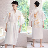 Xituodai Sleepwear Men Robe Embroidery Dragon Summer Kimono Bath Gown Sexy Nightwear Loose Bathrobe Lingerie V-Neck Oversized Loungewear