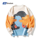Xituodai Oversize Ugly Sweater Men Jumpers for Teens High Quality Designer Vintage Pullover Male 2022 New Korean Print Crewneck Knit Tops