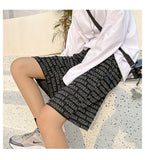 Xituodai Ins Fashion Print Casual Shorts Men Korean Baggy Straight Beach Bermuda Shorts Drawstring Basketball Knee-Length Pants