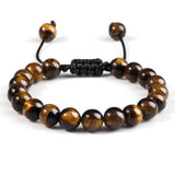 8mm Tiger Eye Stone Beads Bracelet Adjustable Braided Rope Bangles Natural Lava Rock Men Women Yoga Healing Balance Bracelets