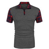 Xituodai Summer New Men's Casual Stritching Short Sleeve Polo Shirt Business Clothes Luxury Tee Male Fashion Grid Zipper Polos Tops Men