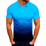 Xituodai New Casual Fashion Slim Gradient Print Short Sleeve Lapel Shirt Men's POLO Shirt